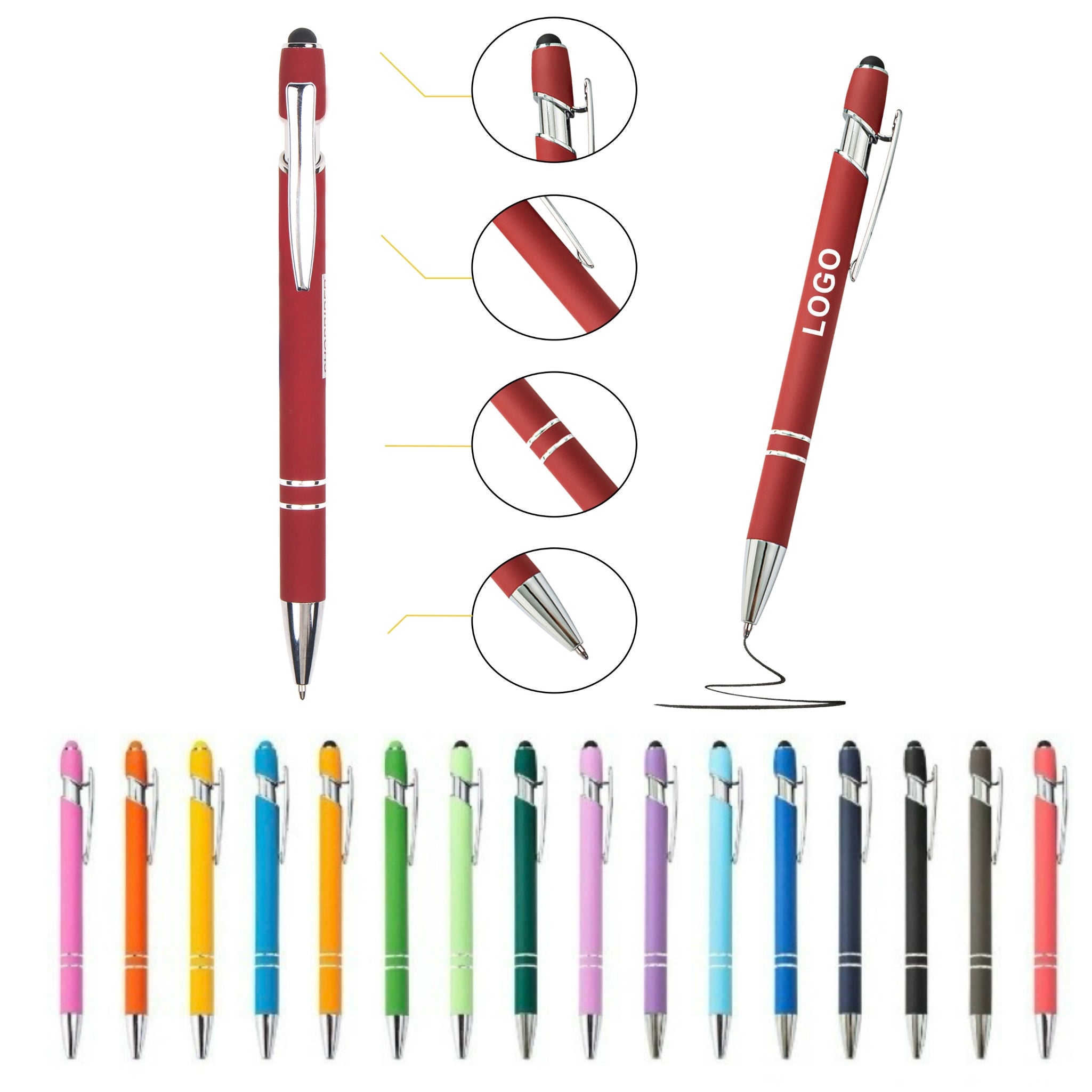 Retractable Multicolor Stylus Ballpoint Pen
