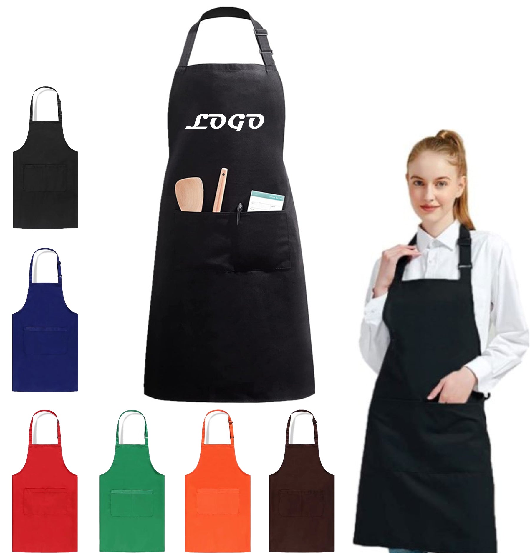 Kitchen Apron W/ 2 Pockets & Adjustable Neck Strap