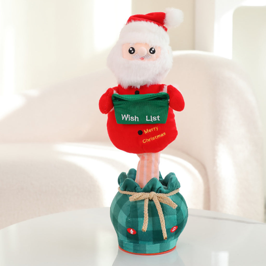 New 2025 Xmas Plush Sing Talk Record Santa Tree Gift