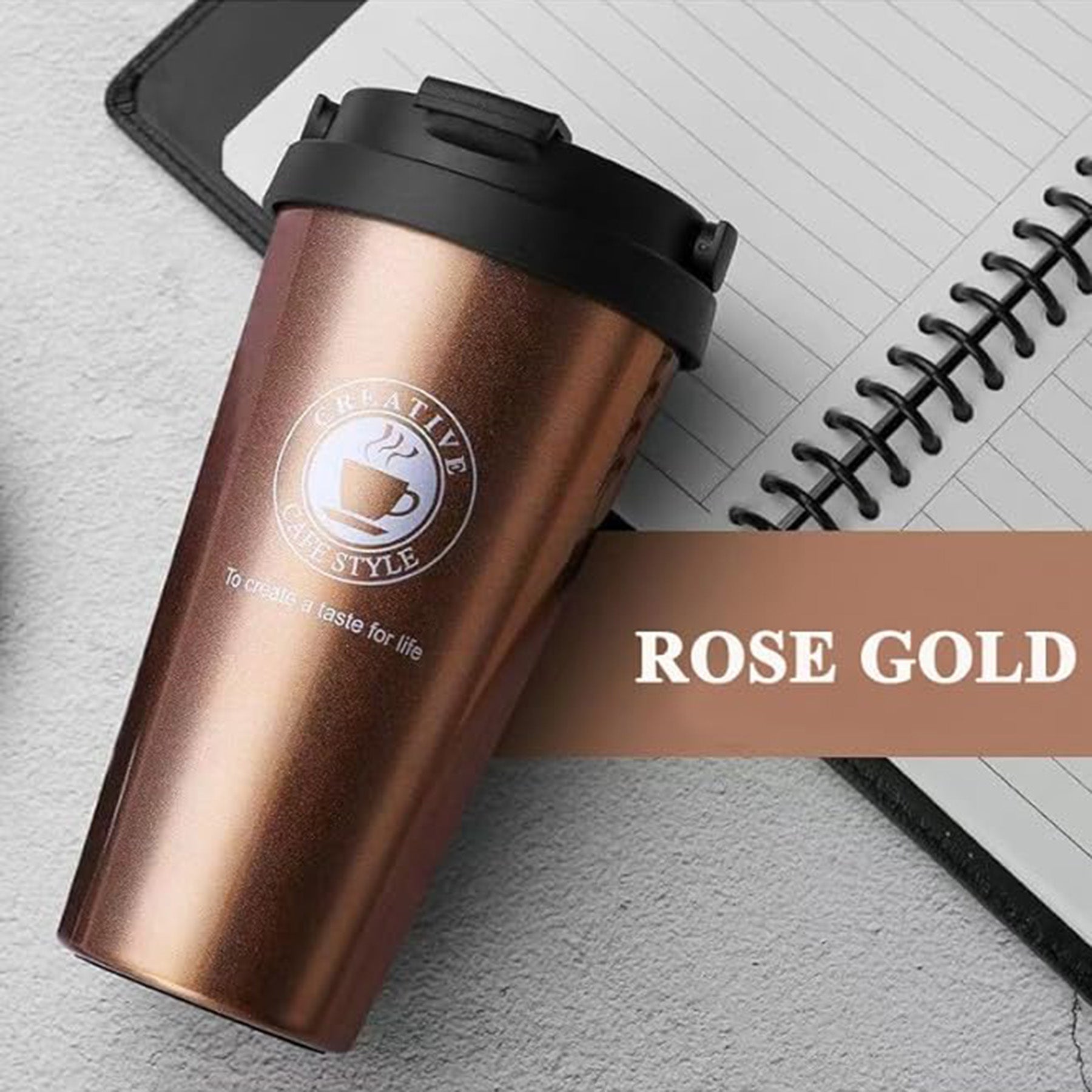 Stainless Steel Insulated Travel Coffee Mug With Handle