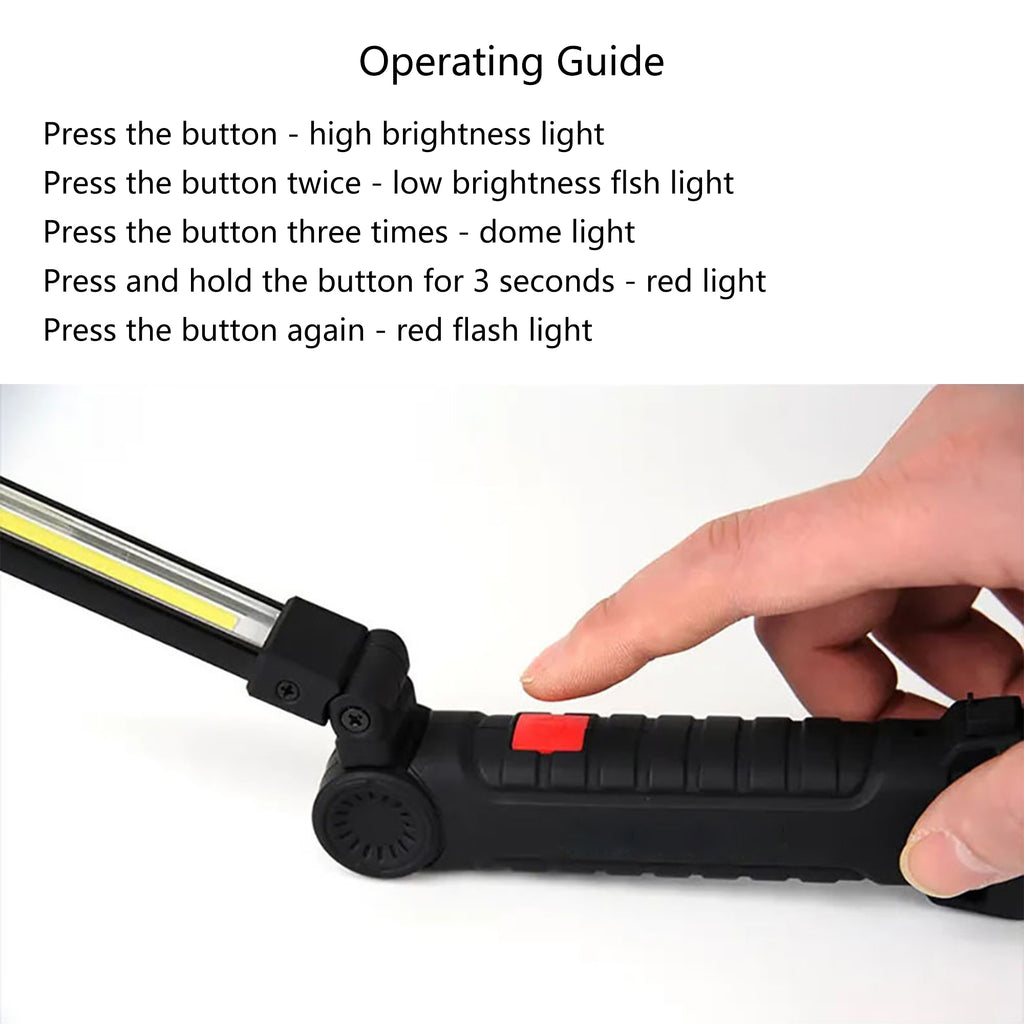 Rechargeable Led Work Flashlight Cob Lamp With Magnetic Base